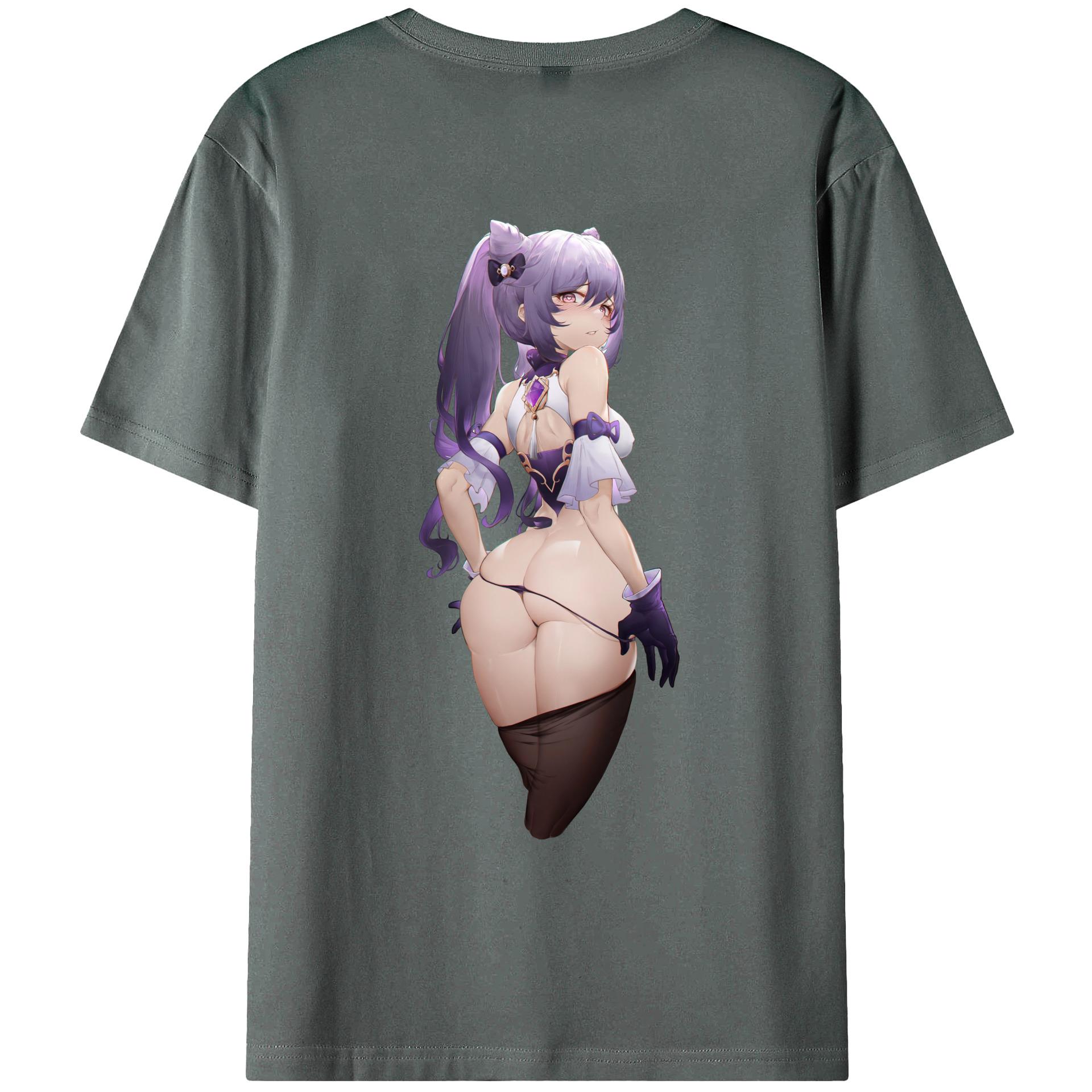 げんし神 刻晴 こくせい genshin Kokusei 綿100％ メンズ半袖Tシャツ（バックプリント） 通気性